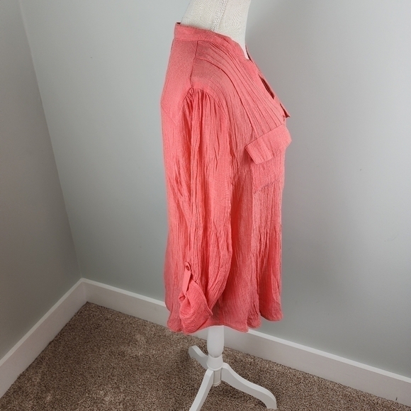 Zac & Rachel Women’s Hi Low Hem Loose Fit Salmon Coral Top Tunic Size Large - Picture 4 of 8